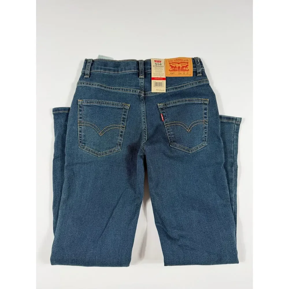 NEW Levi’s 514 Straight Performance Boys Medium Wash Jeans Size 12 Regular 26x27